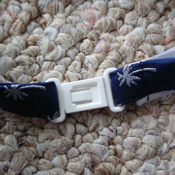 Bow Tie Dog Collar White palm tree & Navy color (M) - Picture 6 of 9